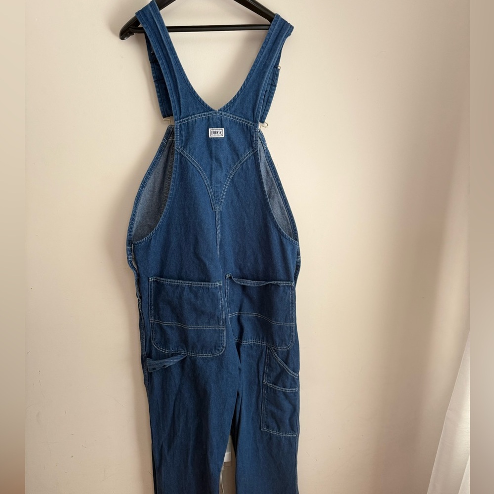 Liberty Blue Denim Men’s overalls with Green Accents 34x32 - Picture 2 of 6